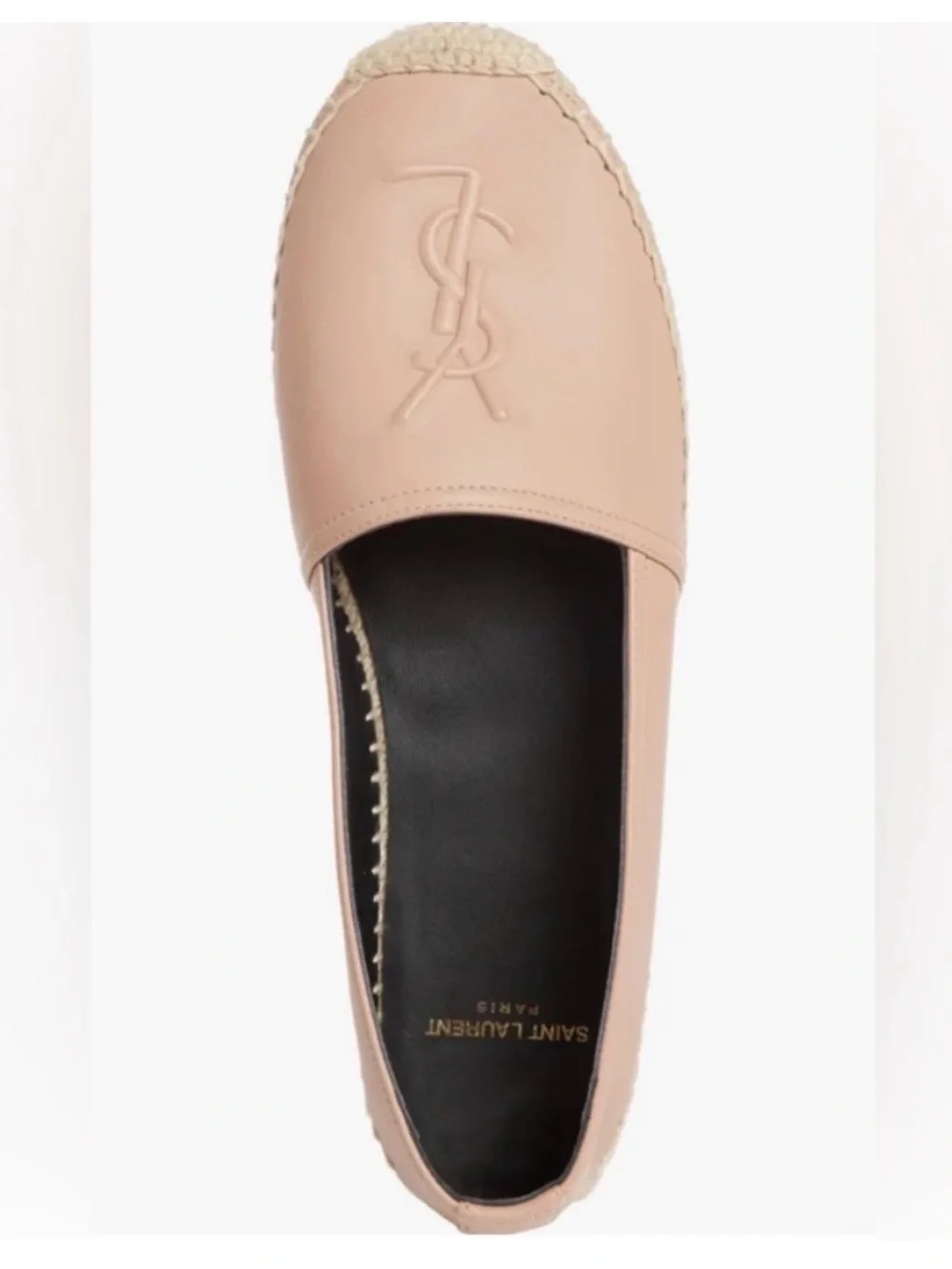 YSL Leather Monogram Espadrilles Flats Size 39.5 NEW